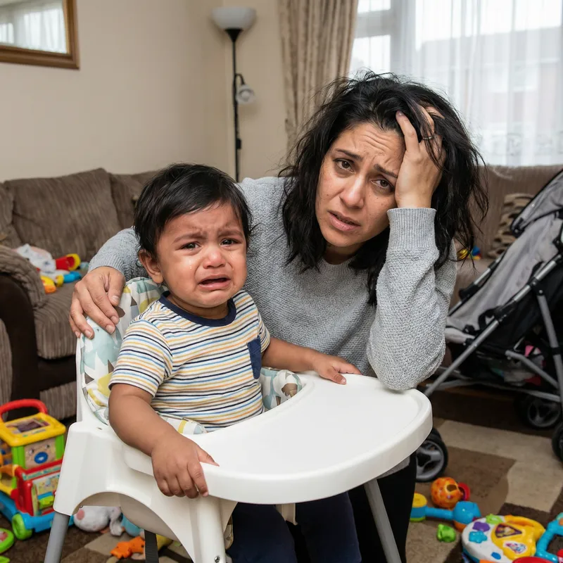 Distressed Child Crying with Overwhelmed Mother | Emotional Family Scene