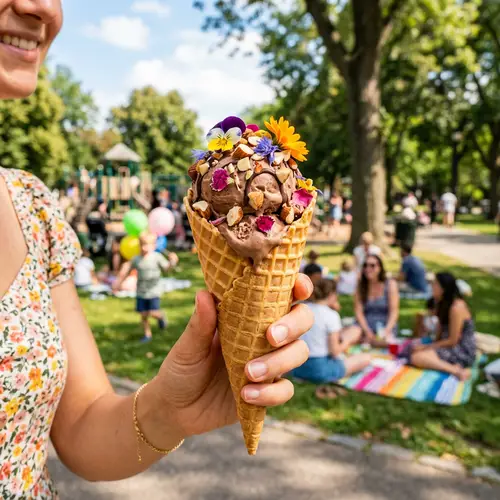 Organic Vegan Almond Milk Ice Cream | Delightful Scoop in Waffle Cone