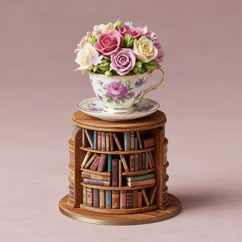 Whimsical Miniature Cake Design with Teacup Flowers