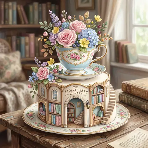 Whimsical Miniature Cake Design with Teacup Flowers