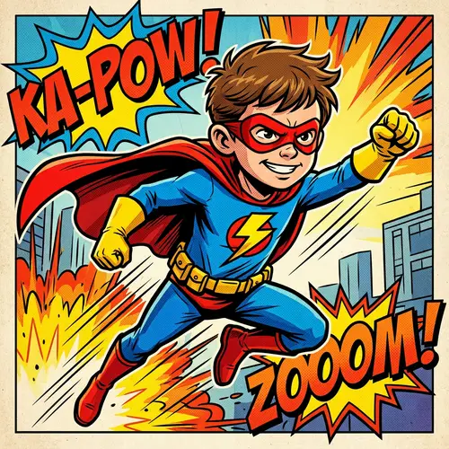 Dynamic Superhero Boy Action Poses | Digital Art Painting