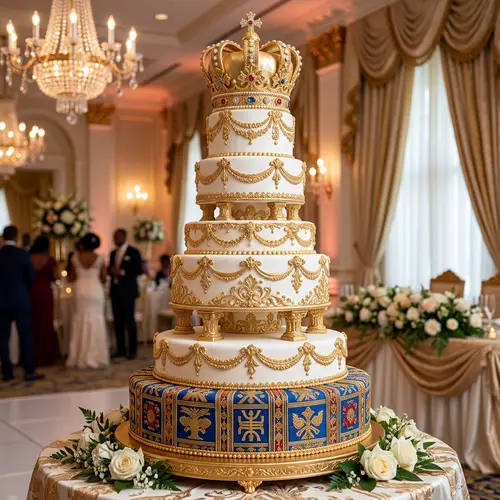 Regal 7 Tier Cake with Gold Accents