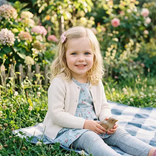 Adorable 3-Year-Old Blonde Girl with Blue Eyes