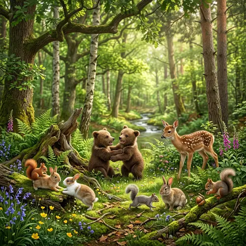 Magical Forest Wildlife: Rabbits, Bears, Squirrels & Deer