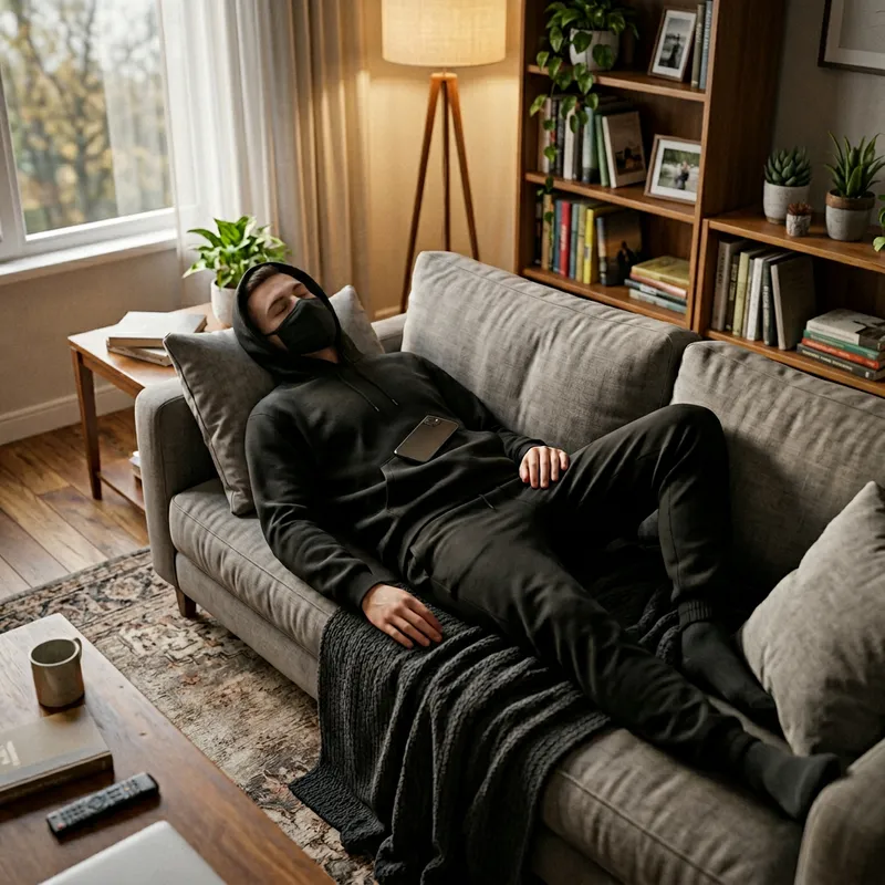 Cinematic 3D Render of a Man Napping at Home Cinematic 3D Render of a Man Napping at Home