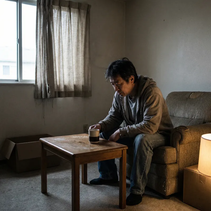 Depressed Asian Man in Dark Room | Sadness and Solitude