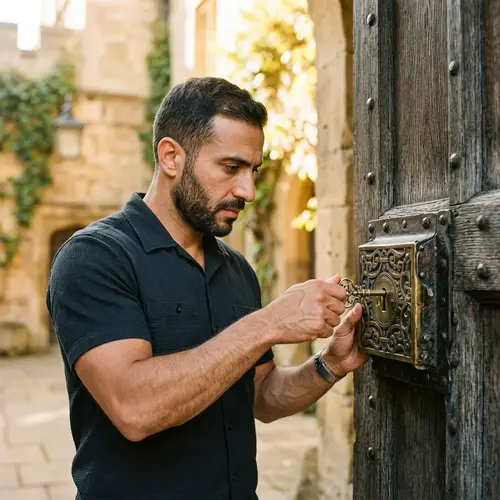 Unlocking Vintage Spring Lock with Finely Detailed Key