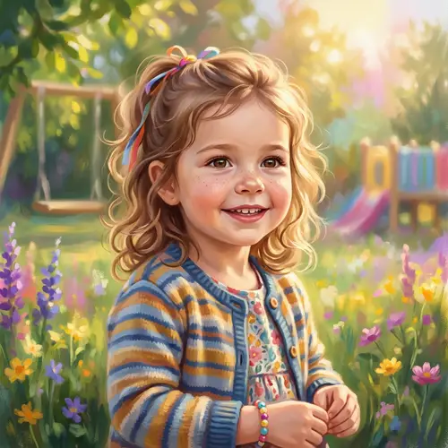 Cute Little Girl Digital Painting - Vibrant & Playful | Fine Art Portrait