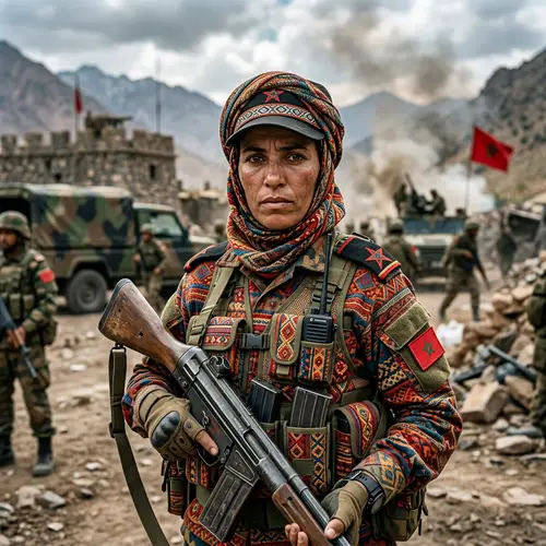 Female Moroccan Soldier in Traditional Military Attire | War Drama Genre