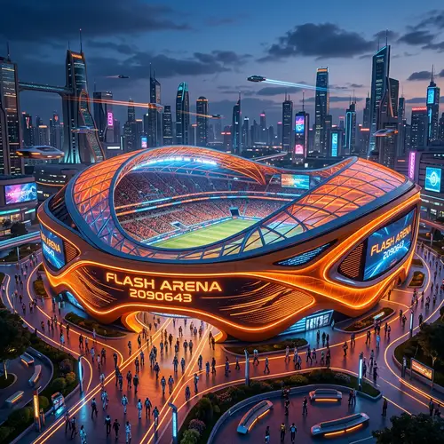 Flash Arena: Futuristic Orange Stadium Design