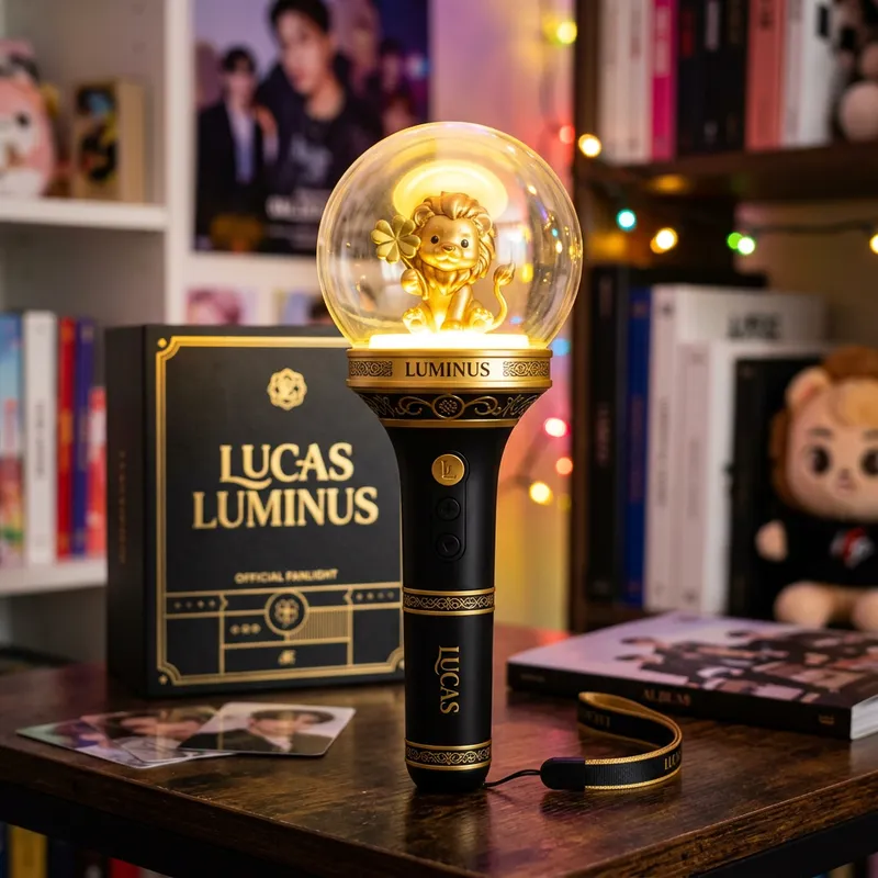 Kpop Lightstick 'LUCAS LUMINUS' - Black & Gold Design