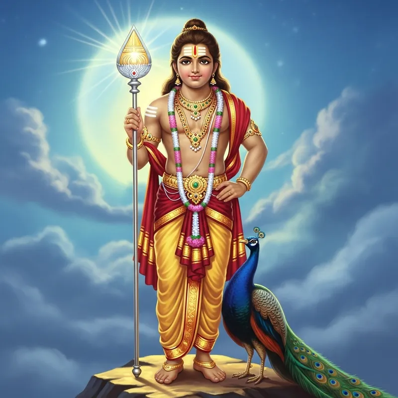 Majestic Lord Murugan: Divine Beauty at Twilight