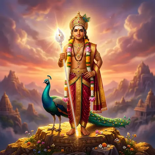 Majestic Lord Murugan: Divine Beauty at Twilight
