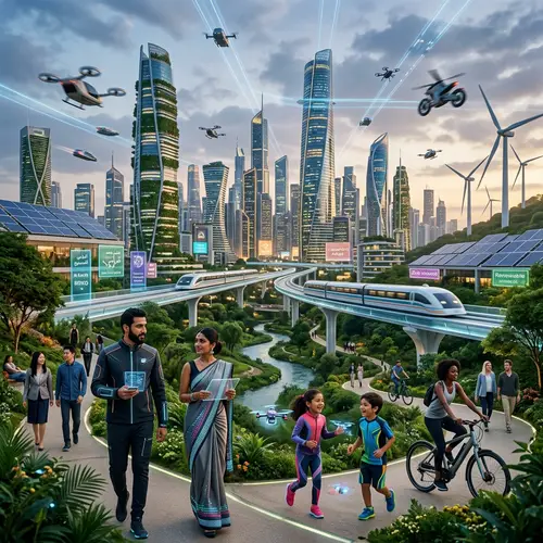 Futuristic World in 2050: Vast Cities, Advanced Technologies & Green Spaces