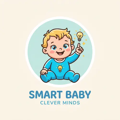 Clever Little Baby Cartoon Logo - Smart Baby Design