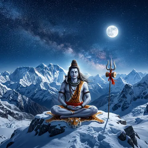 Lord Shiva Meditating on Mount Everest | Serene Image