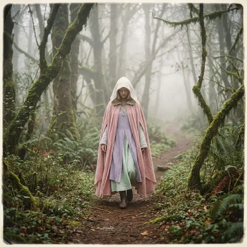 Mysterious Figure in a Misty Forest | Dreamy Pastels