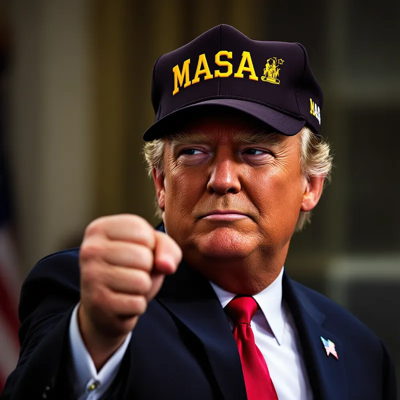Trump Fist Pump in MAGA Hat - Iconic Moment