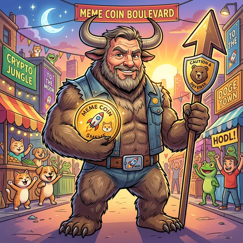 Bear Bull Man Meme Coin Character | Financial Strength & Cheeky Spirit