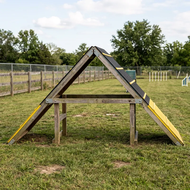 Agility A-Frame without Dog: Detailed Side View Agility A-Frame without Dog: Detailed Side View