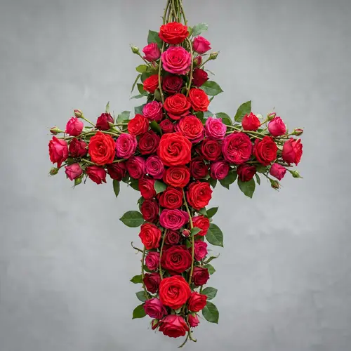 Beautiful Floral Cross Design with Fresh Roses | Website Name
