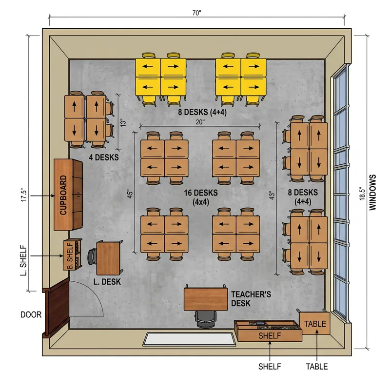 Classroom Floor Plan Design with Desk Arrangements Classroom Floor Plan Design with Desk Arrangements