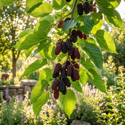 Ripe Mulberries on Vibrant Tree | Nature's Bounty in Sunshine