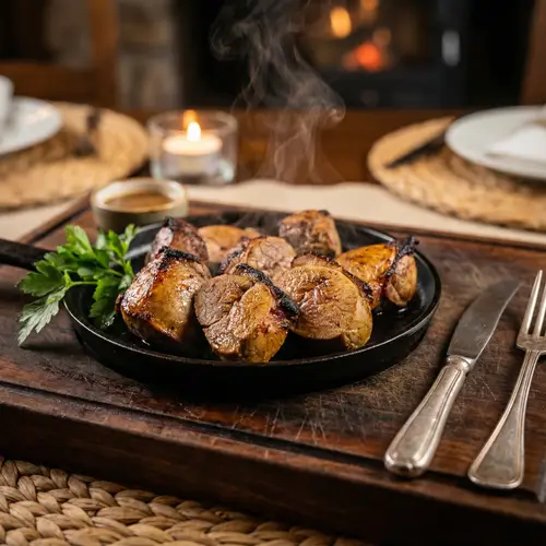 Golden Brown Roasted Bushmeat on Rustic Platter