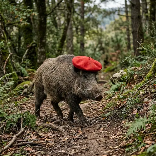 Wild Boar in Carlist Beret - Nature Photography