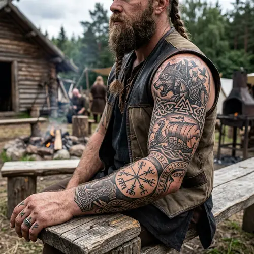 Full Viking Arm Tattoo Designs