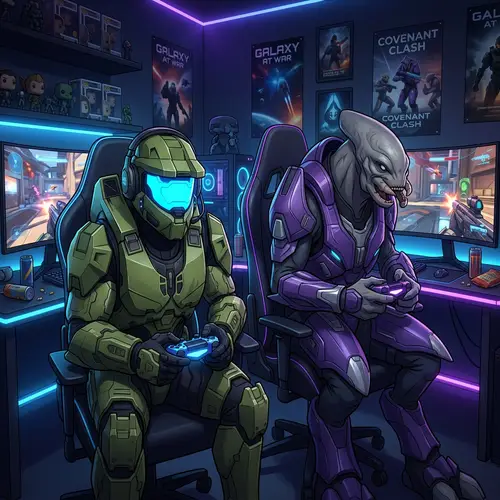 Futuristic Military Gaming | Competitive Halo Master Chief vs Elite