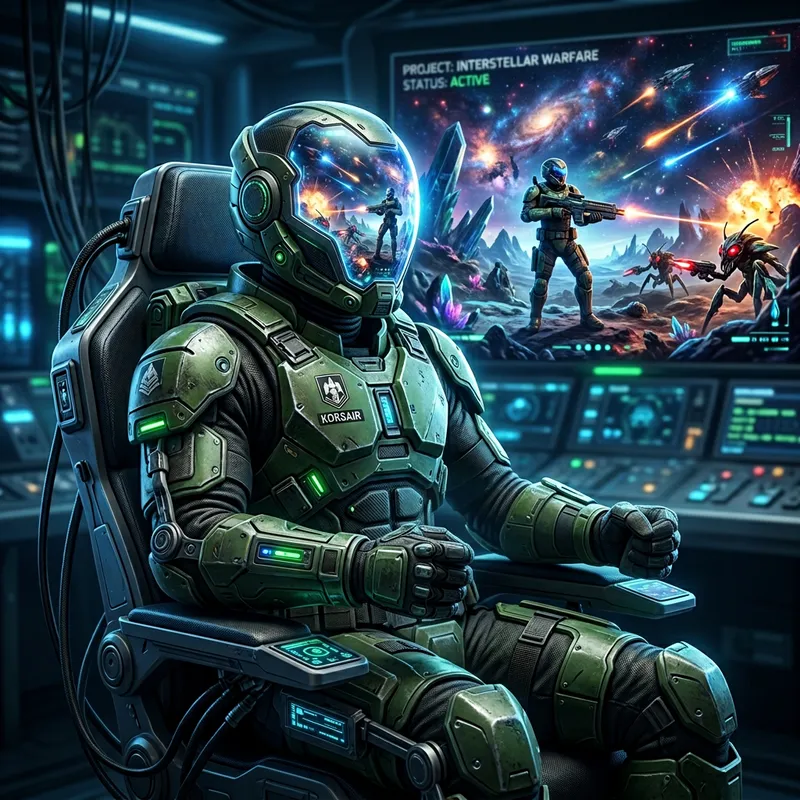 Interstellar Warfare: Futuristic Military Armor in VR Game