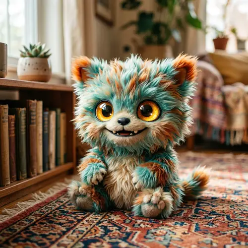 Cute Furry Monster with Bright Eyes