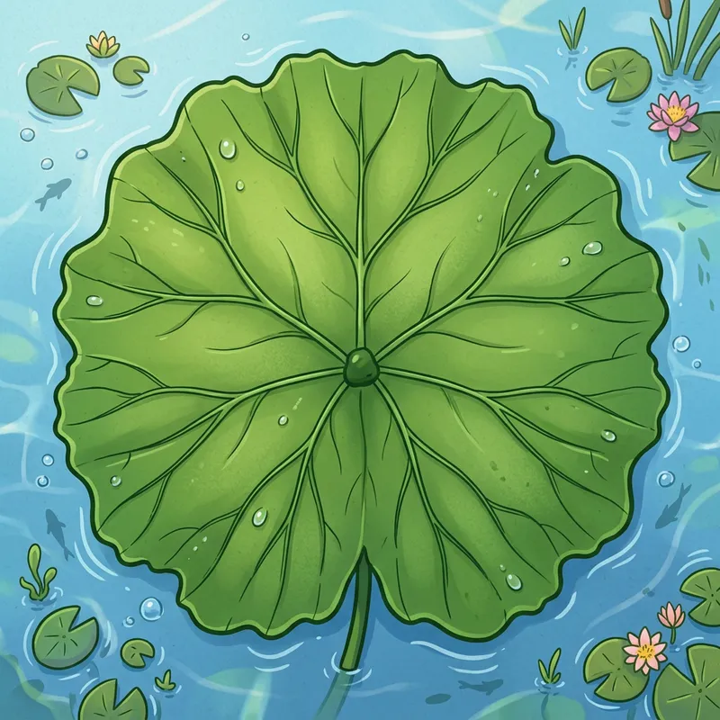 Cartoon Umbrella Leaf – Top View Illustration