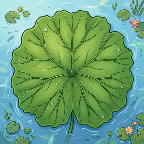 Cartoon Umbrella Leaf – Top View Illustration
