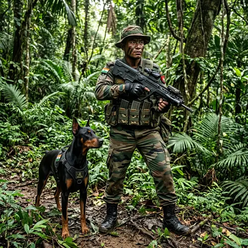 South Asian Gurkha Soldier in Indian Army Attire with TAVOR Rifle