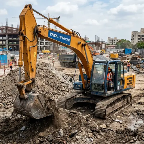 Tata Hitachi Heavy Excavator at Work