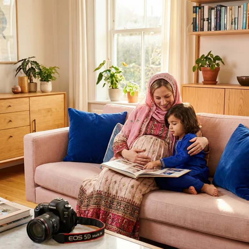 Tender Moments: A Pregnant Mother and Child's Bond