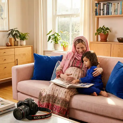 Tender Moments: A Pregnant Mother and Child's Bond