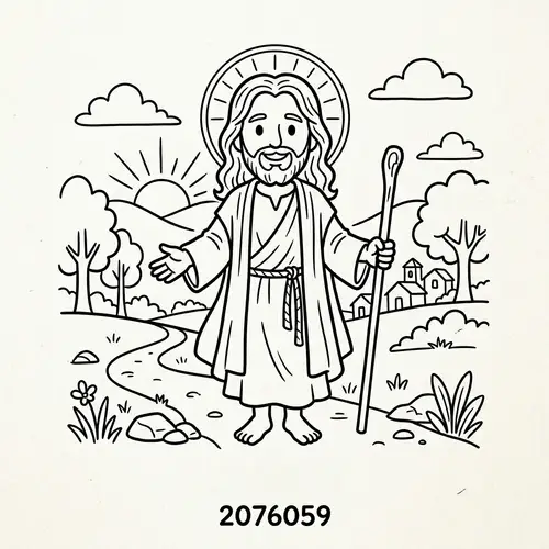 Cartoon Like Jesus Outline Art