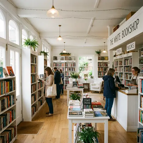 Charming White Bookshop for All Book Lovers