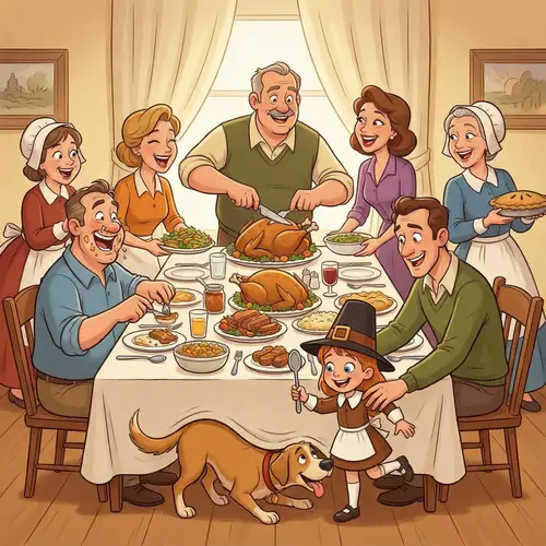 Thanksgiving Family Dinner Cartoon
