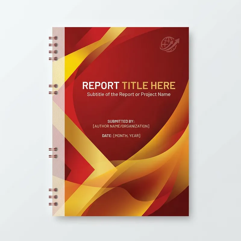 Simple A4 Report Cover Page Design in Red & Yellow