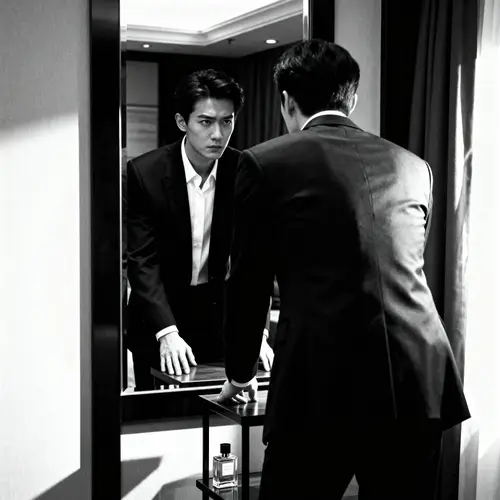 Dramatic Black and White Photo of a Young Man