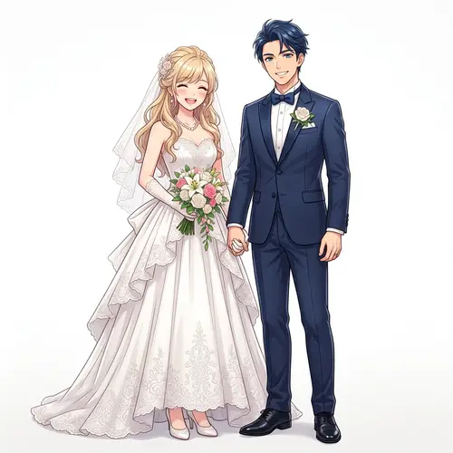 Elegant Anime Wedding Couple Portrait
