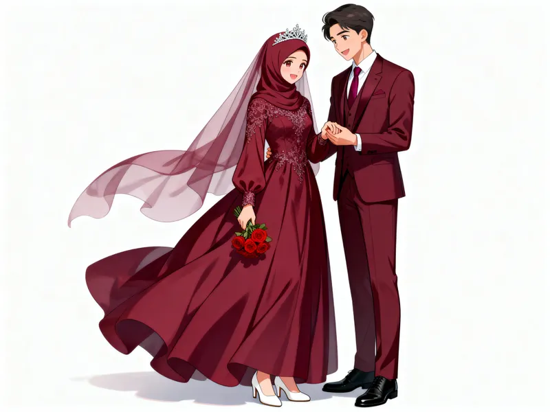 Elegant Anime Wedding Couple Portrait Elegant Anime Wedding Couple Portrait