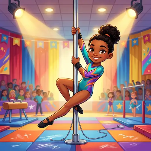 Poledance Girl Cartoon: Gymnastics in Action