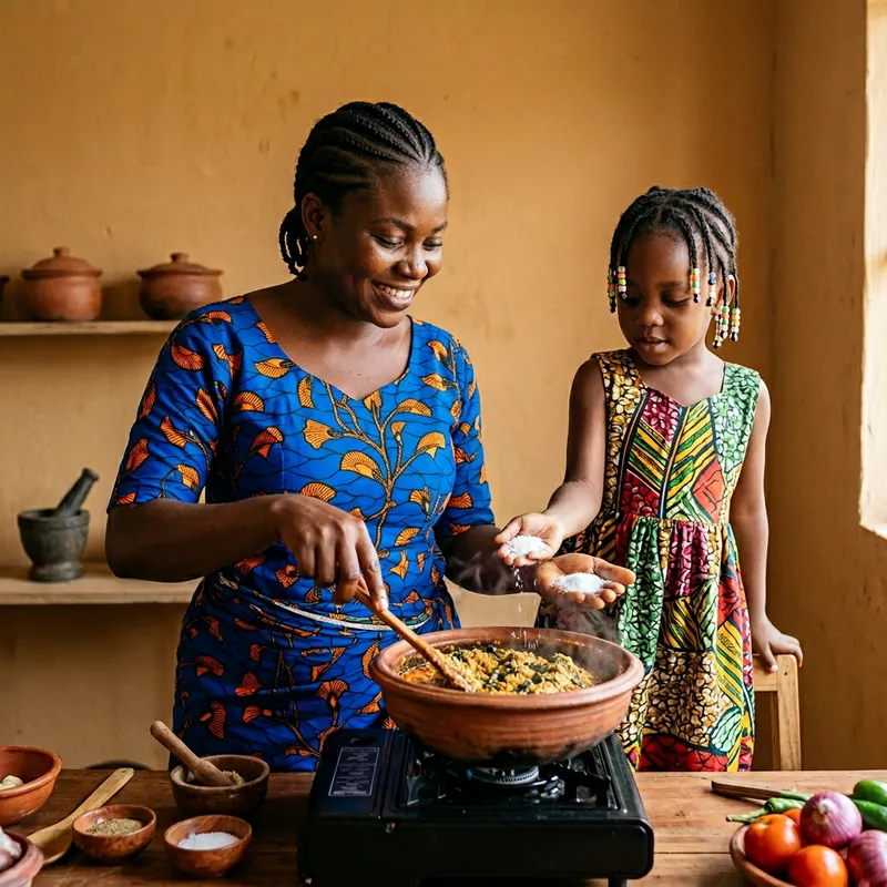 Heartwarming Nigerian Mother & Daughter Cooking Scene in African Kitchen