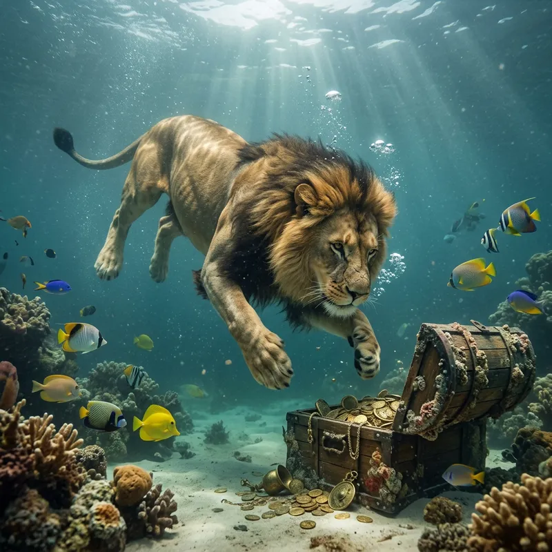 Lion Discovers Treasure Underwater | Amazing Sea Adventure