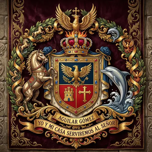 Aguilar Gomez Family Crest | Elegant Royal Shield